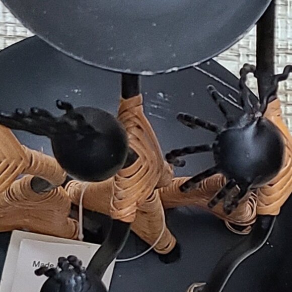 Pair of Laurids Lonborg Denmark Wrought Iron Rattan Candle Holders Vtg MCM - Picture 10 of 10